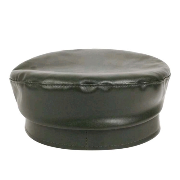 NWOT PU Leather Green Beret Cap 56-59 cm - Picture 2 of 2